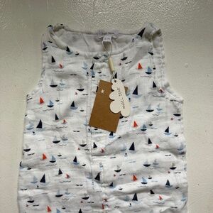 NWT Angel Dear Sailboat Muslin Shortie Romper - Size 12-18M